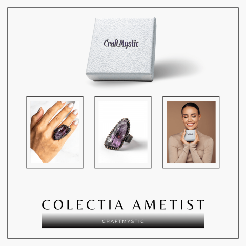 Inel Reglabil Vintage cu Ametist Natural – Claritate si Echilibru [5]
