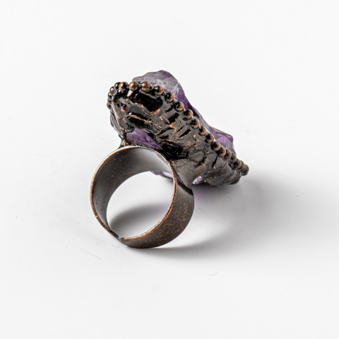 Inel Reglabil Vintage cu Ametist Natural – Claritate si Echilibru [7]