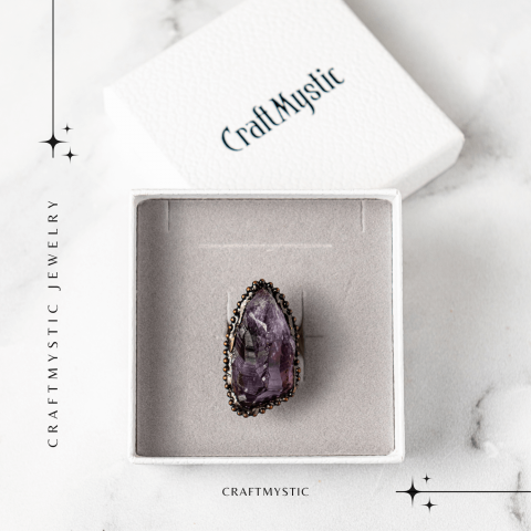 Inel Reglabil Vintage cu Ametist Natural – Claritate si Echilibru [6]