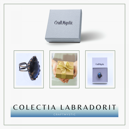 Inel vintage ajustabil cu Labradorit natural forma neregulata, pentru protectie si intuitie [6]