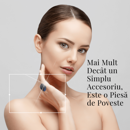Inel vintage ajustabil cu Labradorit natural forma neregulata, pentru protectie si intuitie [5]