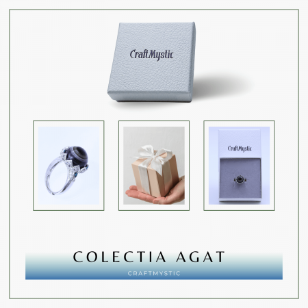 Inel argintiu ajustabil cu Agat natural, pentru echilibru si claritate [7]