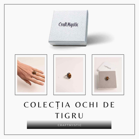 Inel ajustabil argintiu cu Ochi de Tigru – putere si protectie [6]