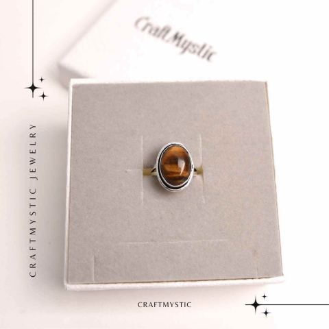 Inel ajustabil argintiu cu Ochi de Tigru – putere si protectie [5]