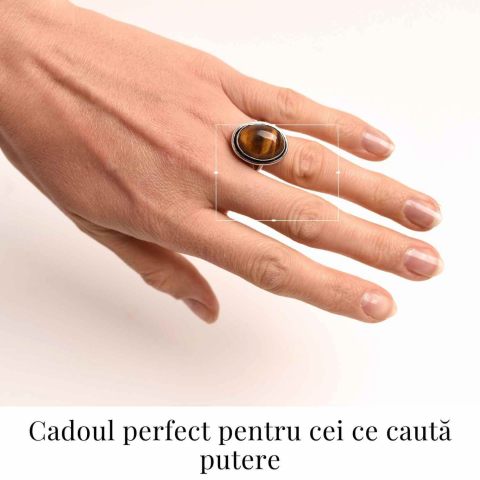 Inel ajustabil argintiu cu Ochi de Tigru – putere si protectie [1]