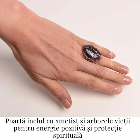 Inel Reglabil cu Ametist si Model Arborele Vietii - Energie si Echilibru [1]