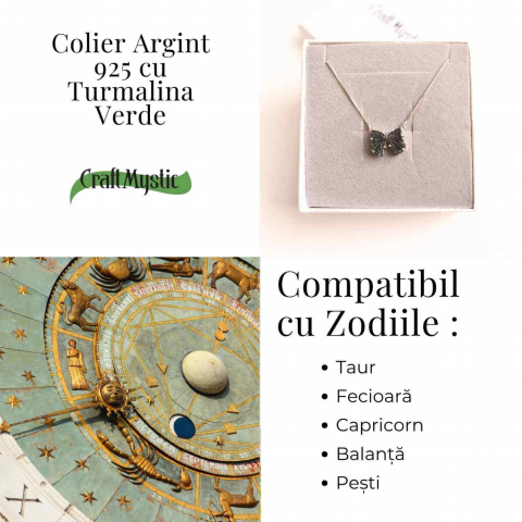 Vindecare si Vitalitate – Colier fluture din Argint 925 cu Turmalina Verde Naturala [3]