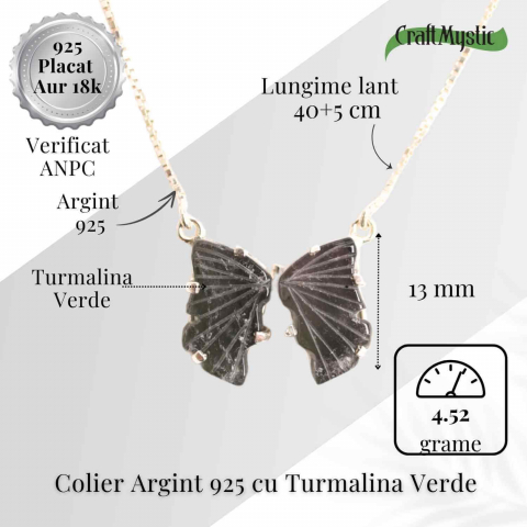 Vindecare si Vitalitate – Colier fluture din Argint 925 cu Turmalina Verde Naturala [4]