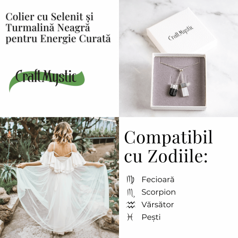 Protectie completa – Colier cu selenit si turmalina neagra pentru energie curata [4]