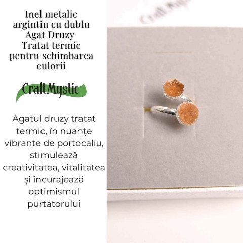 Inel Argintiu cu Dublu Agat Druzy – Energie si Eleganta Unica [2]