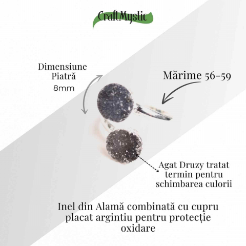 Inel Argintiu cu Dublu Agat Druzy – Energie si Eleganta Unica [3]