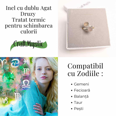 Inel Argintiu cu Dublu Agat Druzy – Energie si Eleganta Unica [4]