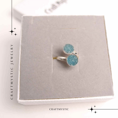 Inel Argintiu cu Dublu Agat Druzy – Energie si Eleganta Unica [5]