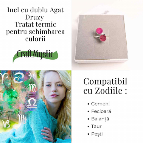 Inel Argintiu cu Dublu Agat Druzy – Energie si Eleganta Unica [4]