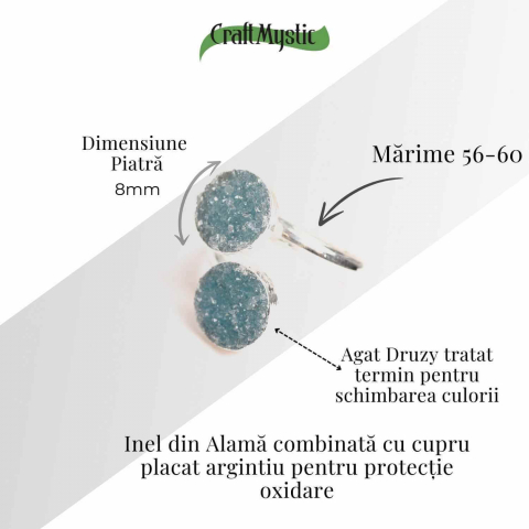 Inel Argintiu cu Dublu Agat Druzy – Energie si Eleganta Unica [4]