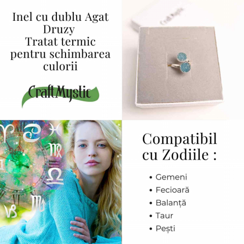 Inel Argintiu cu Dublu Agat Druzy – Energie si Eleganta Unica [3]