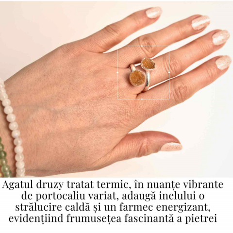 Inel Argintiu cu Dublu Agat Druzy – Energie si Eleganta Unica [1]