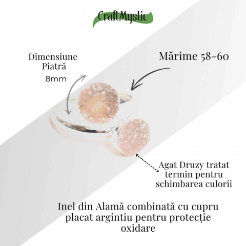Inel Argintiu cu Dublu Agat Druzy – Energie si Eleganta Unica [3]