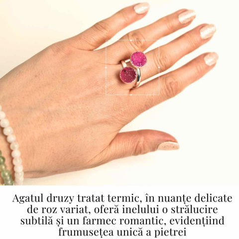 Inel Argintiu cu Dublu Agat Druzy – Energie si Eleganta Unica [1]