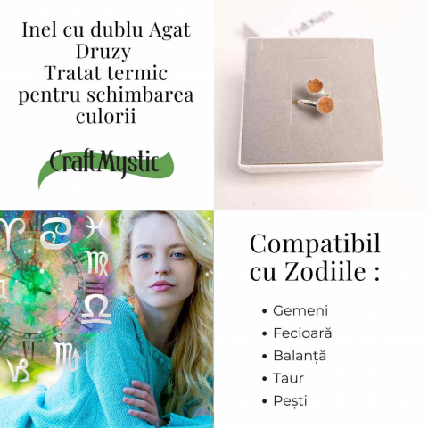 Inel Argintiu cu Dublu Agat Druzy – Energie si Eleganta Unica [3]