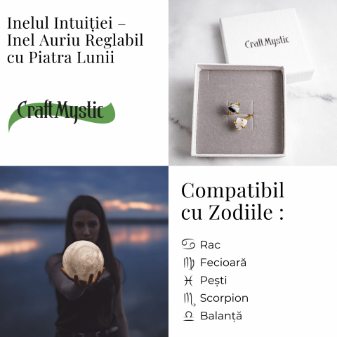 Inelul Intuitiei – Inel Auriu Reglabil cu Piatra Lunii [4]