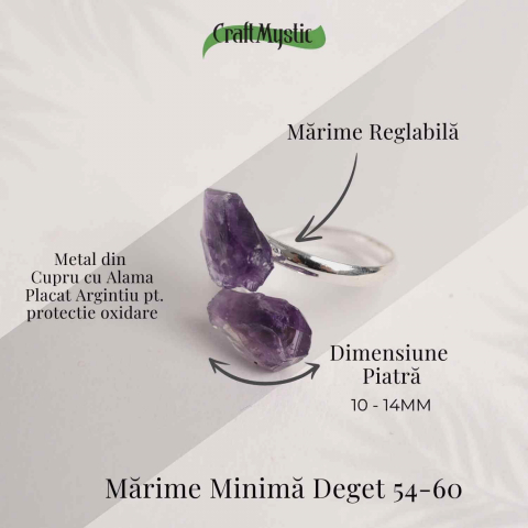 Inel Reglabil cu Dublu Ametist - Eleganta si Energie Pozitiva [2]
