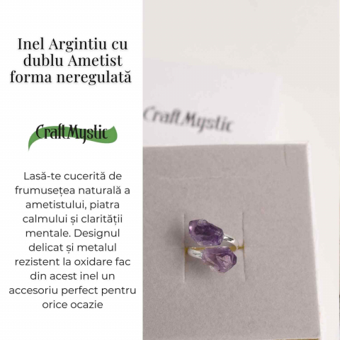Inel Reglabil cu Dublu Ametist - Eleganta si Energie Pozitiva [4]