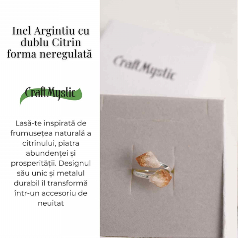 Inel Reglabil cu Dublu Citrin - Energie Pozitiva si Abundenta [2]