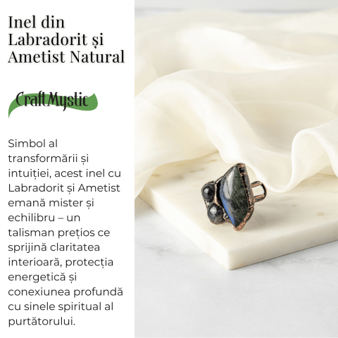Inel Reglabil din Labradorit si Ametist Natural – Simbol al Intuitiei si Echilibrului Spiritual [2]