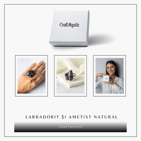 Inel Reglabil din Labradorit si Ametist Natural – Simbol al Intuitiei si Echilibrului Spiritual [8]