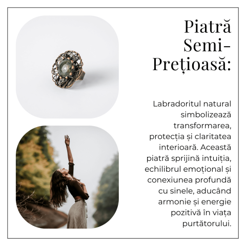 Inel Floral din Cupru cu Labradorit Natural – Talisman al Transformarii si Protectiei Interioare [5]