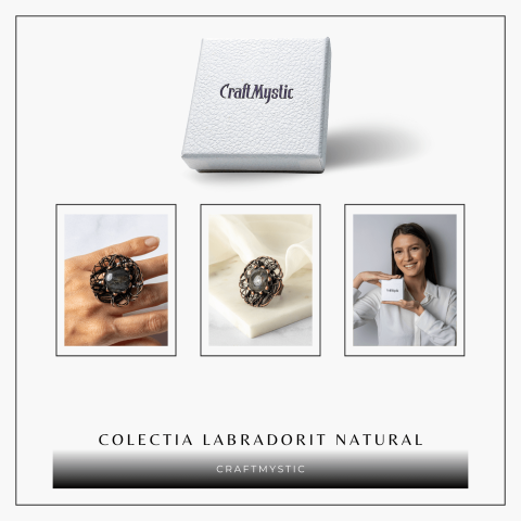 Inel Floral din Cupru cu Labradorit Natural – Talisman al Transformarii si Protectiei Interioare [7]