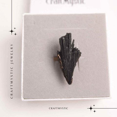 Inel Reglabil Vintage cu Turmalina Neagra aripa – Protectie si echilibru energetic [5]
