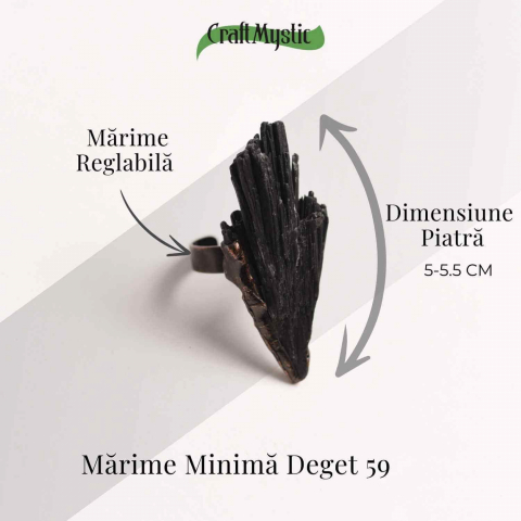 Inel Reglabil Vintage cu Turmalina Neagra aripa – Protectie si echilibru energetic [4]