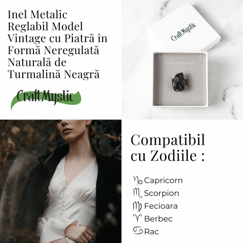 Inel Reglabil Vintage cu Turmalina Neagra – Protectie Energetica [3]