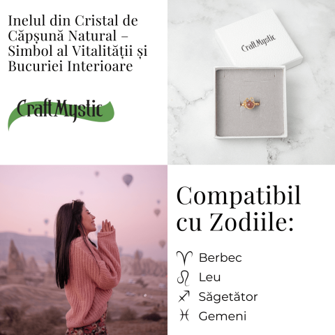 Inel cu Cristal de Capsuna Natural si Cupru – Simbol al Vitalitatii si Bucuriei Interioare [3]