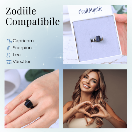 Inel vintage ajustabil cu Turmalina Neagra, pentru protectie si echilibru energetic [4]