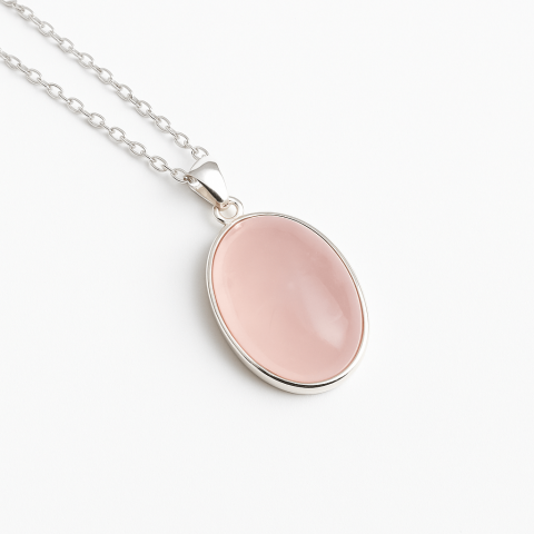 Colier cuart roz natural din argint 925– Echilibru si iubire profunda [5]