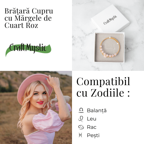 Iubire si Armonie – Bratara din Cuart Roz Natural [3]