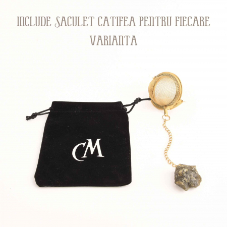 Infuzor ceai din otel inox cu piatra semipretioasa Ametist de 2 cm - Cristale vindecatoare tematica feng shui [3]