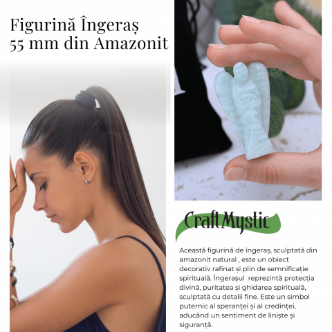 Figurina Inger 55mm din Amazonit Sculptat Manual - Protectie si Liniste [4]