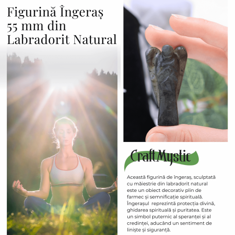 Figurina Inger 55mm din Labradorit Sculptat Manual - Protectie si Liniste [2]