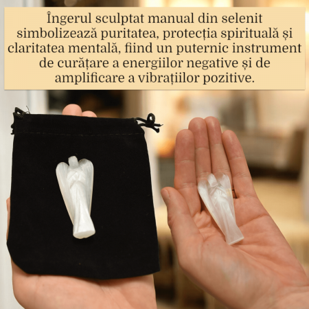 Inger de 55-60 mm Sculptat Manual din Piatra Naturala de Selenit-Protecție și Claritate Spirituală [3]