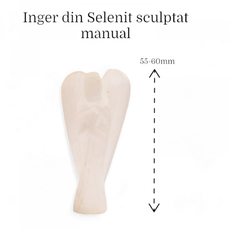 Inger de 55-60 mm Sculptat Manual din Piatra Naturala de Selenit-Protecție și Claritate Spirituală [5]