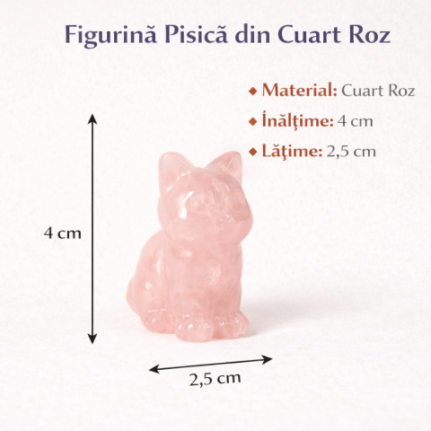 Figurina Pisica din Cuart Roz – Simbol al Iubirii, Blandetii si Vindecarii Emotionale [3]