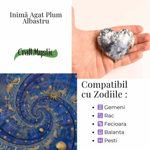 Inima din Agat Blue Plume – Vindecare si pace in palma ta [3]