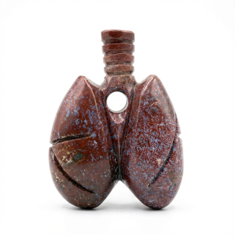 Sanatate - Sculptura Plaman din Jasp Breciat – Piatra Naturala Sculpata Manual (9x7 cm)