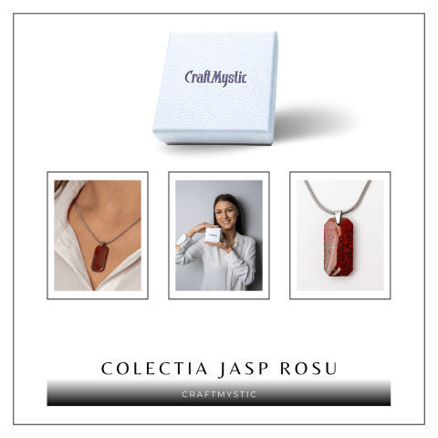 Colier Titanium cu Jasp Rosu Natural Dreptunghiular – Forta Interioara si Protectie Energetica [7]