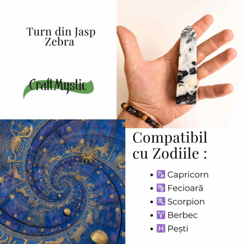 Turn din Jasp Zebra cu Druzy – Echilibru intre lumina si umbra [4]