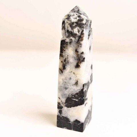 Meditatie si Spiritualitate - Turn din Jasp Zebra cu Druzy – Echilibru intre lumina si umbra